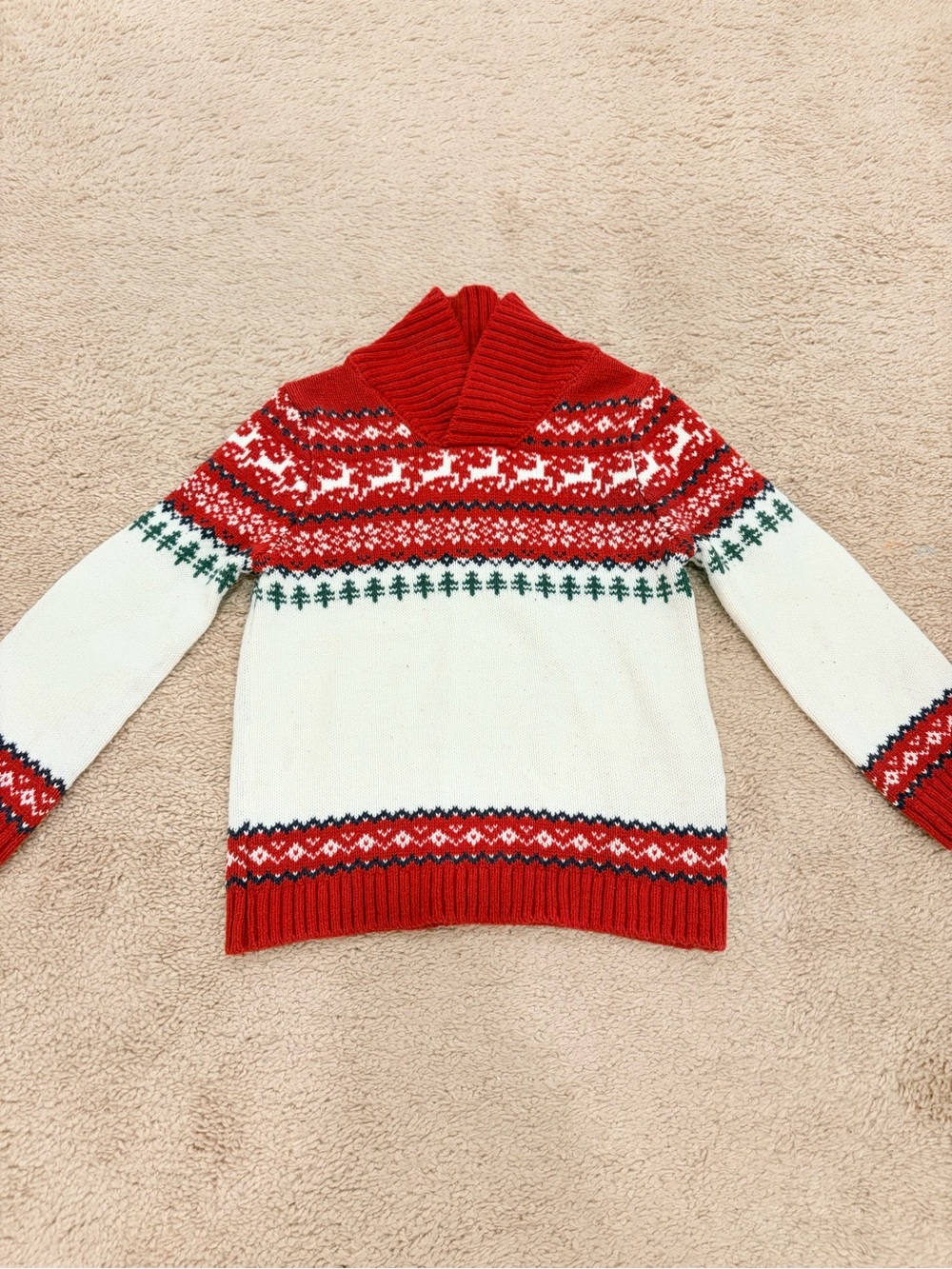 Tahari Toddler Kids Red Fair Isle Reindeer Christmas Sweater Size 3T (2-3Y) #163
